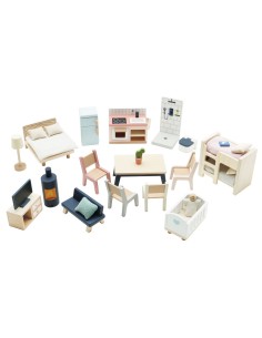 ENSEMBLE DE MEUBLES POUR MAISON DE POUPÉE