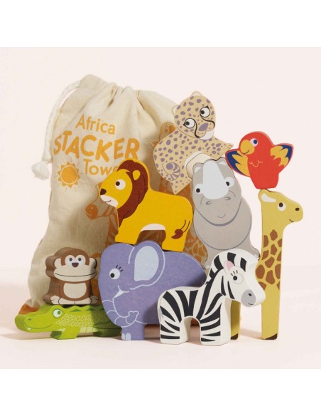 ANIMAUX D'AFRIQUE & POCHETTE EN TISSU