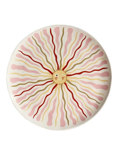 Grande assiette ronde avec soleil rose