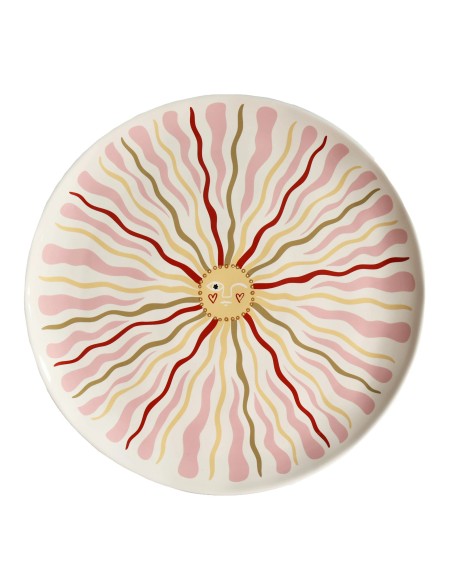 Grande assiette ronde avec soleil rose