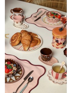 Grande assiette ronde avec soleil rose 2