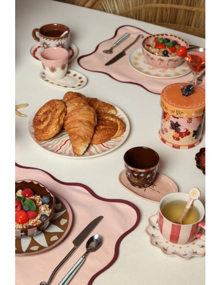 Grande assiette ronde avec soleil rose