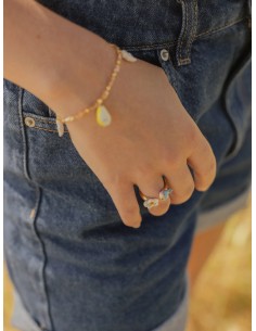 Bague FaceToFace oiseau bleu et fleur de poirier 2