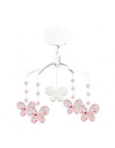 Mobile Musical Etoiles Papillons - Fleurs Roses