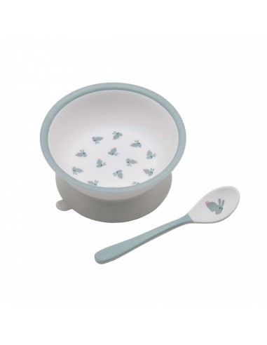 Bol ventouse avec cuillère les lapins