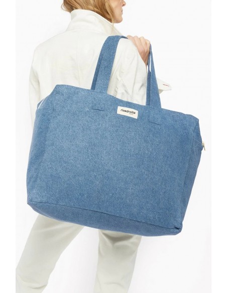 ELZÉVIR LE GRAND SAC WEEKEND Denim clair upcyclé