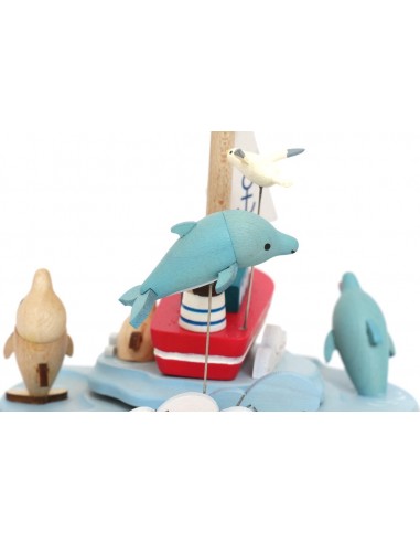 Boite à musique Voilier et Dauphins n°58