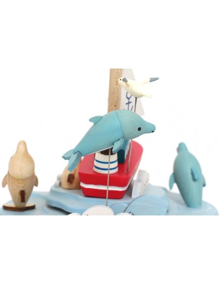 Boite à musique Voilier et Dauphins n°58