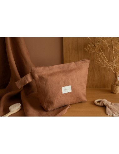 Lin français trousse de toilette • noisette