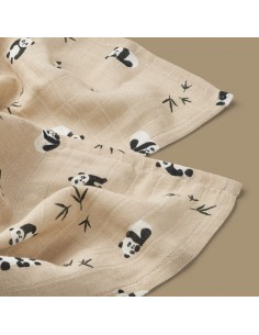 LOT DE 2 LANGES EN MOUSSELINE LEWIS PANDA PLAY / SEA SHELL 2