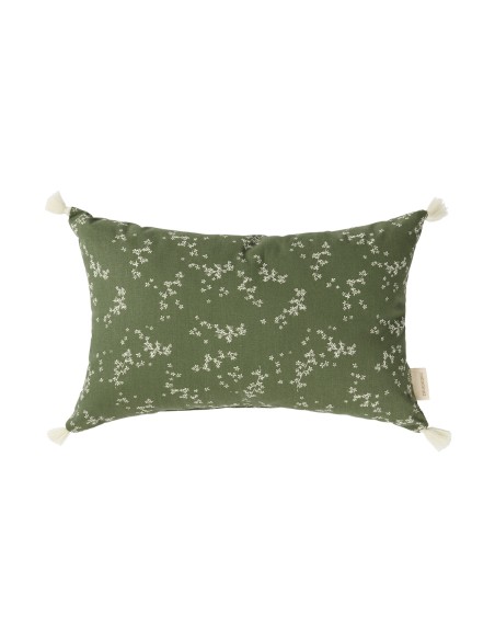 Stories coussin à pompons - green jasmine