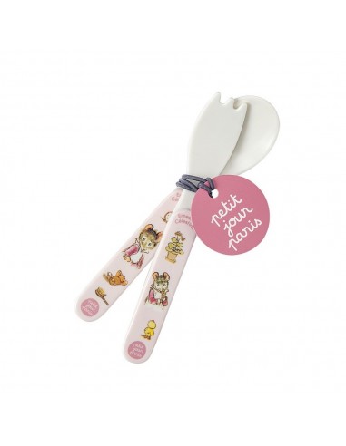 SET DE 2 COUVERTS ERNEST ET CELESTINE ROSE