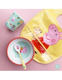 BAVOIR EN TOILE CIREE PEPPA PIG JAUNE 2