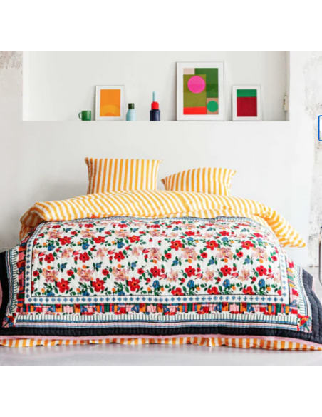 Plaid matelassé réversible Hibiscus