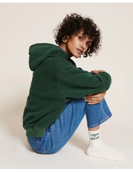 LE HOODIE MOTHER NATURE EN POLAIRE RECYCLÉE - VERT NUIT