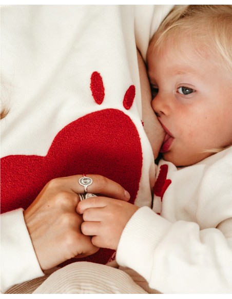 LE SWEAT D'ALLAITEMENT L'AMOUR EST DÉCLARÉ BOUCLETTE FEMME EN COTON BIO - CRÈME