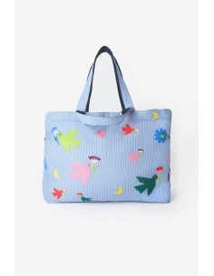 Sac à langer brodé multicolore oiseaux