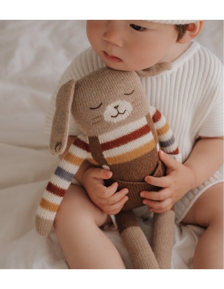 Grand doudou lapin arc-en-ciel