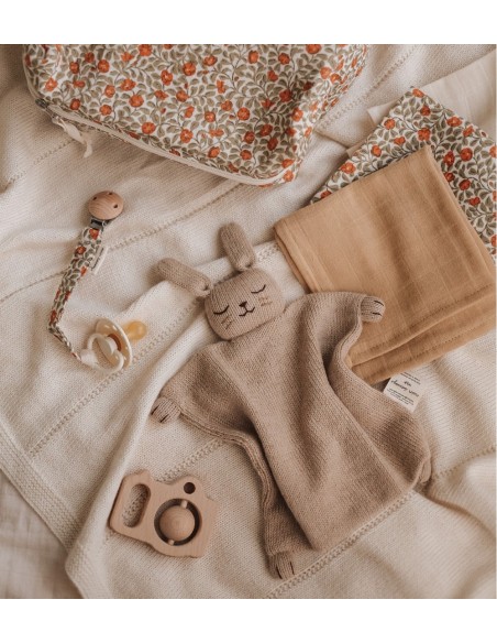 Doudou plat tricoté sable