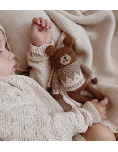 Doudou ourson pull jacquard avoine