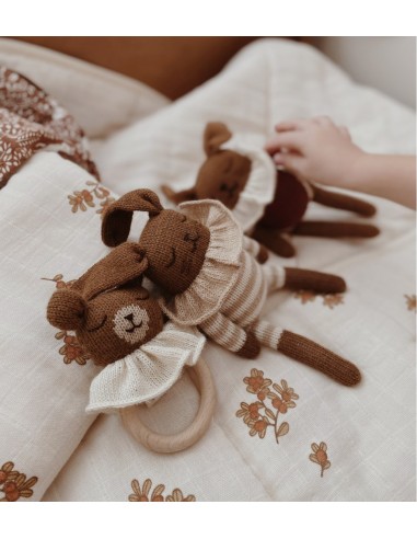 Doudou lapin combishort rayée sable