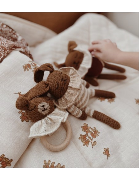 Doudou lapin combishort rayée sable