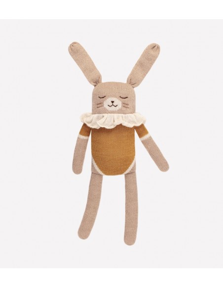 Grand doudou lapin maillot ocre