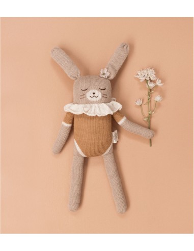 Grand doudou lapin maillot ocre