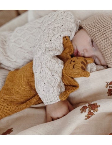 Doudou plat tricoté tigre