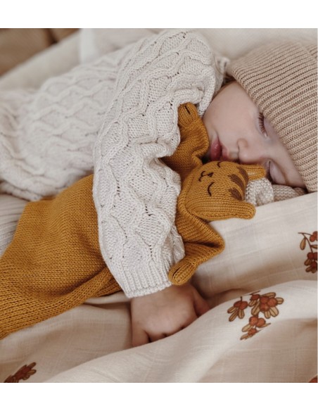 Doudou plat tricoté tigre