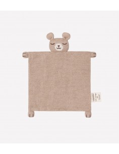 Doudou plat tricoté ourson sable