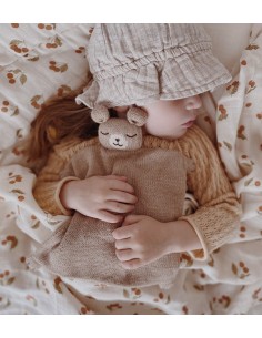 Doudou plat tricoté ourson sable 2