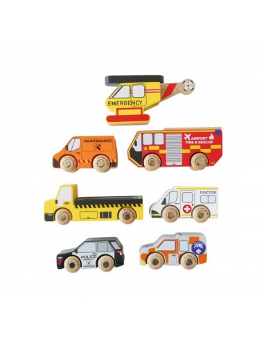 SET DE VÉHICULES ET HÉLICOPTÈRE DE SAUVETAGE - 7 PIÈCES
