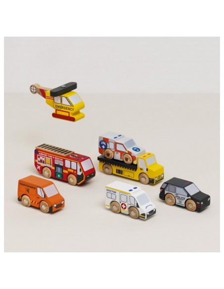 SET DE VÉHICULES ET HÉLICOPTÈRE DE SAUVETAGE - 7 PIÈCES