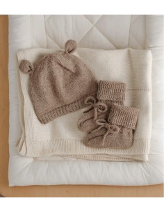 Bonnet bébé tricoté ourson  | Oat 6-12 M 2