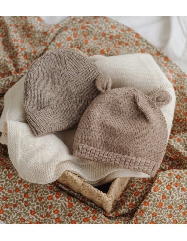 Bonnet bébé tricoté ourson  | Oat 6-12 M
