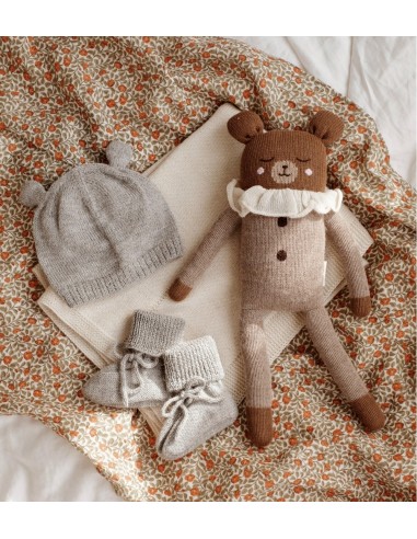 Bonnet bébé tricoté ourson  | Grey 0-6 M