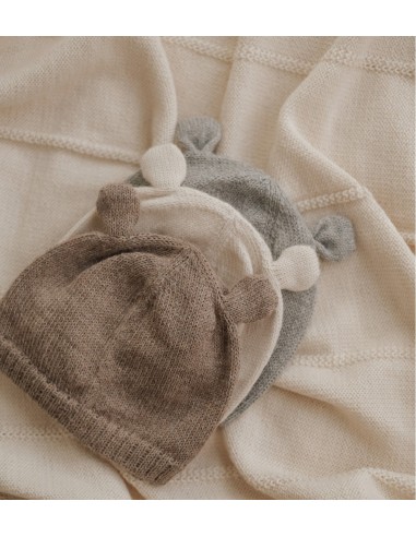 Bonnet bébé tricoté ourson  | Grey 0-6 M