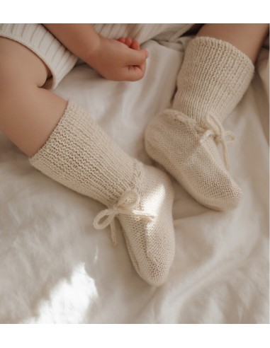 Chaussons bébé tricotés  | Ecru 6-12 m