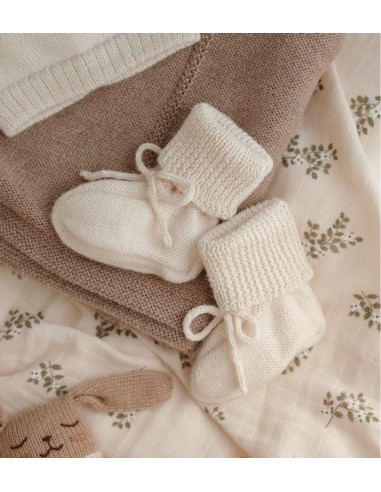 Chaussons bébé tricotés  | Ecru 6-12 m
