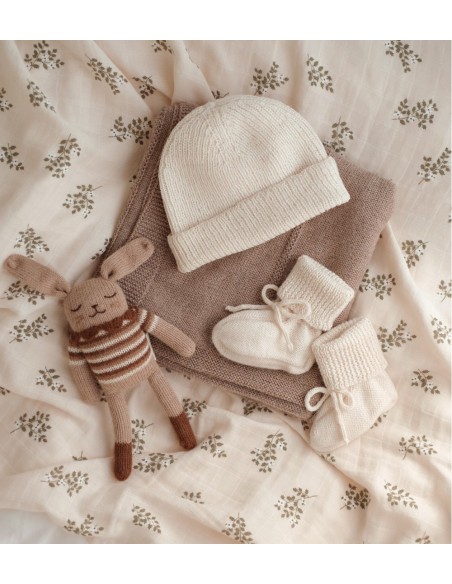 Chaussons bébé tricotés  | Ecru 6-12 m