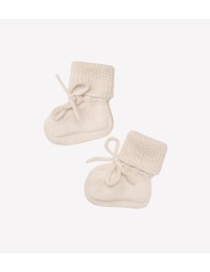 Chaussons bébé tricotés  | Ecru 0-6 M