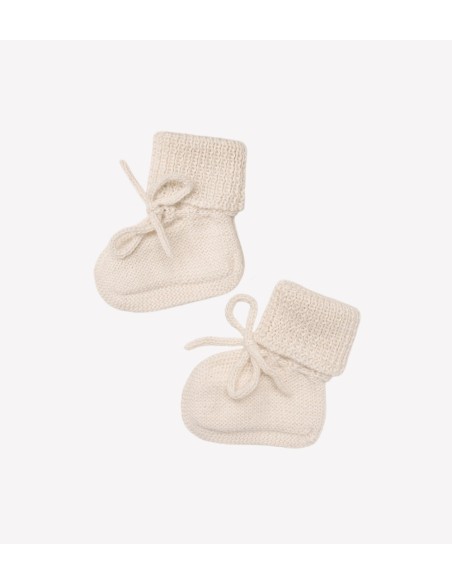 Chaussons bébé tricotés  | Ecru 0-6 M
