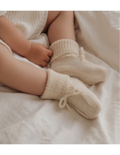 Chaussons bébé tricotés  | Ecru 0-6 M 2