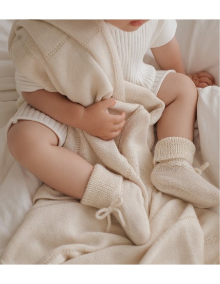 Chaussons bébé tricotés  | Ecru 0-6 M