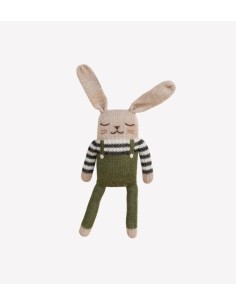 Doudou lapin salopette olive | Main Sauvage x Organic Zoo