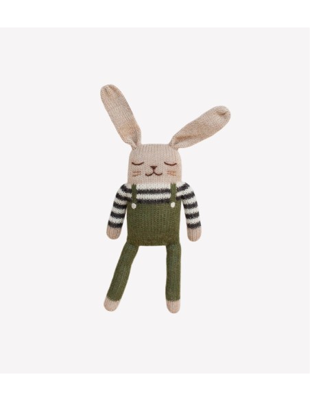 Doudou lapin salopette olive | Main Sauvage x Organic Zoo