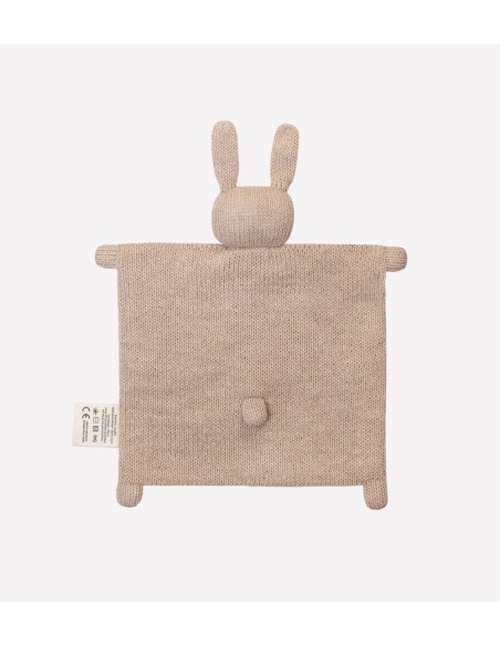 Doudou plat tricoté | lapin sable