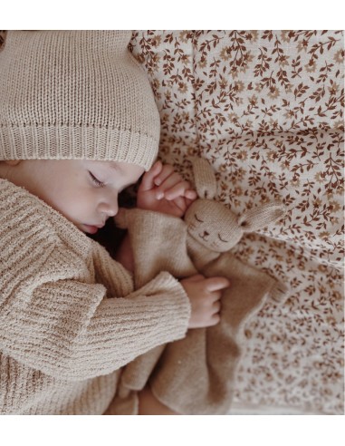 Doudou plat tricoté | lapin sable