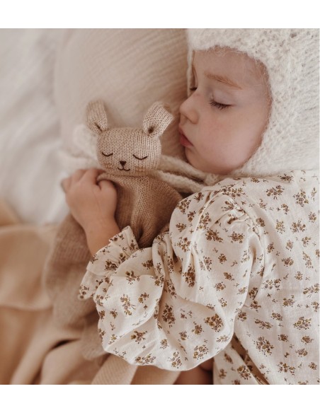 Doudou plat tricoté | lapin sable